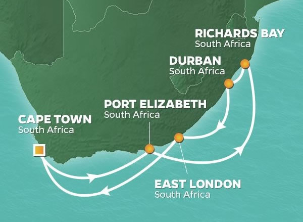 <h2>2020 South African Golf Cruise</h2>10 Nights | 4 Rounds | Cape Town – Cape Town | January 21 – 31